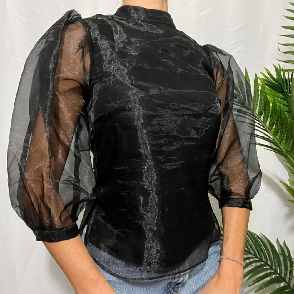 Cece puff sleeve bow top
